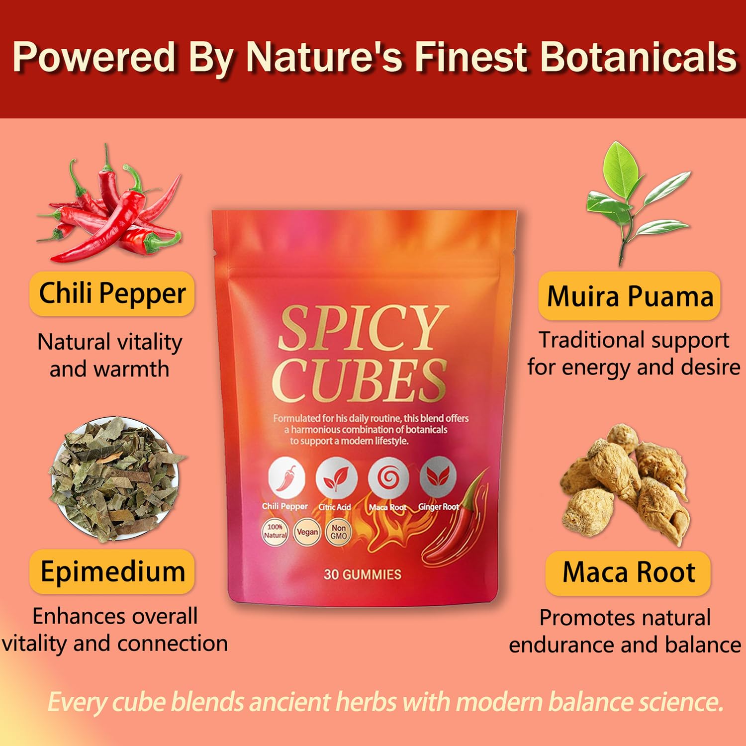 Voererh Spicy Cubes gummy texture shot shows chewy, satisfying texture for daily use