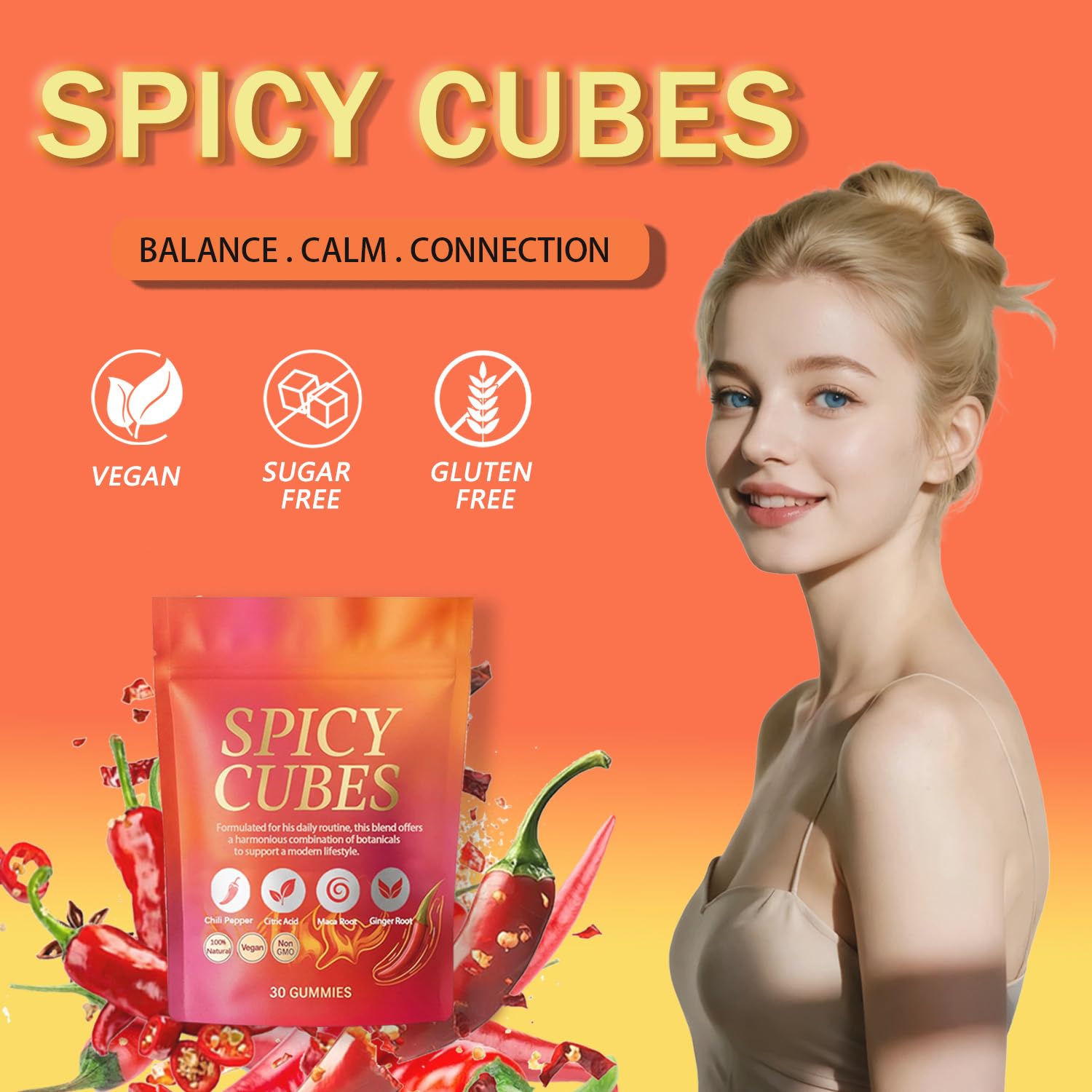 Voererh Spicy Cubes with maca and muira puama, supporting energy in daily routines