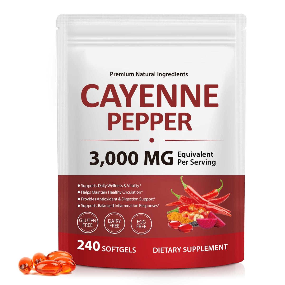 VOGSIG Cayenne softgels bottle close-up for daily heart support