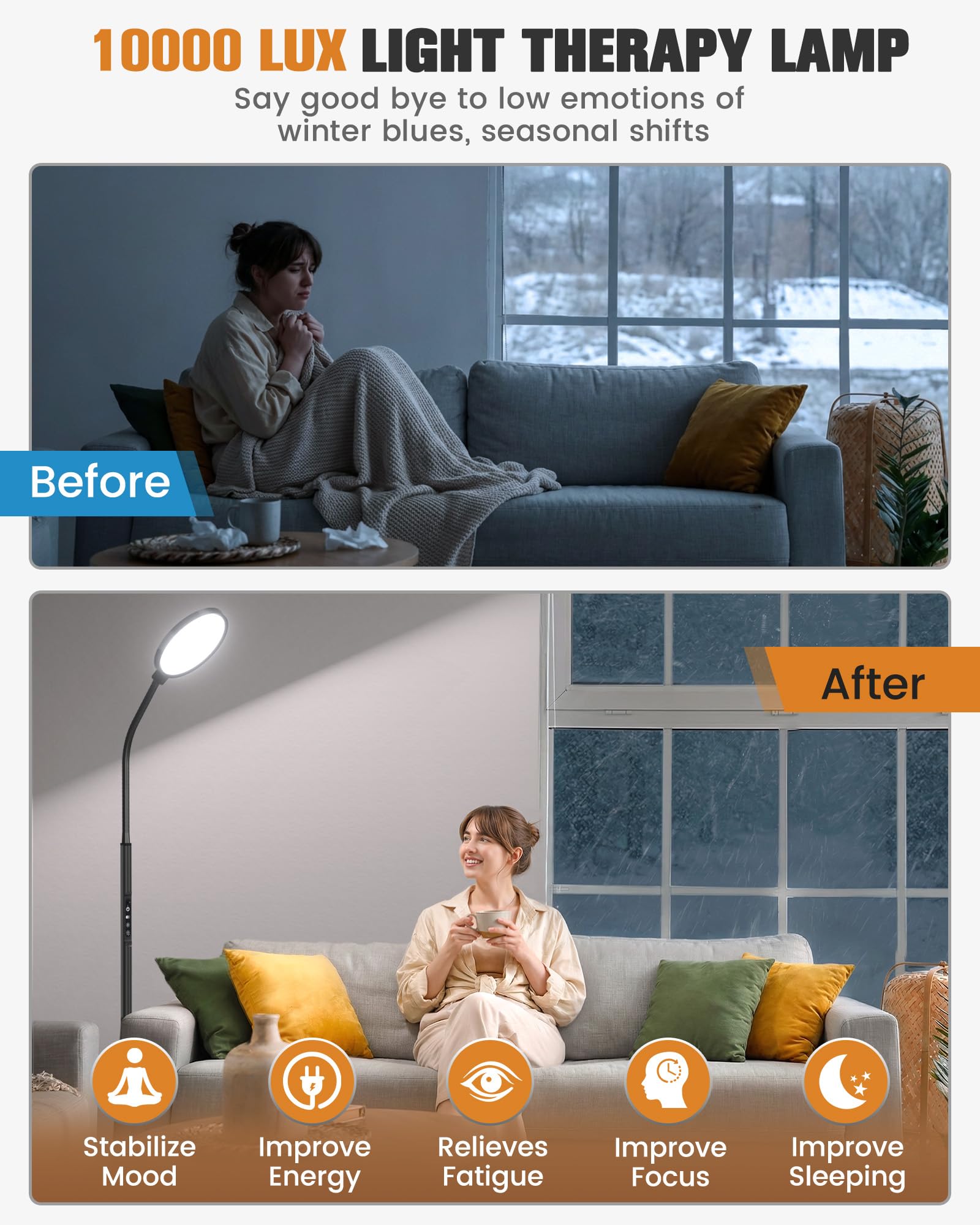 VOLISUN lamp showing 3 color temperatures for versatile lighting.