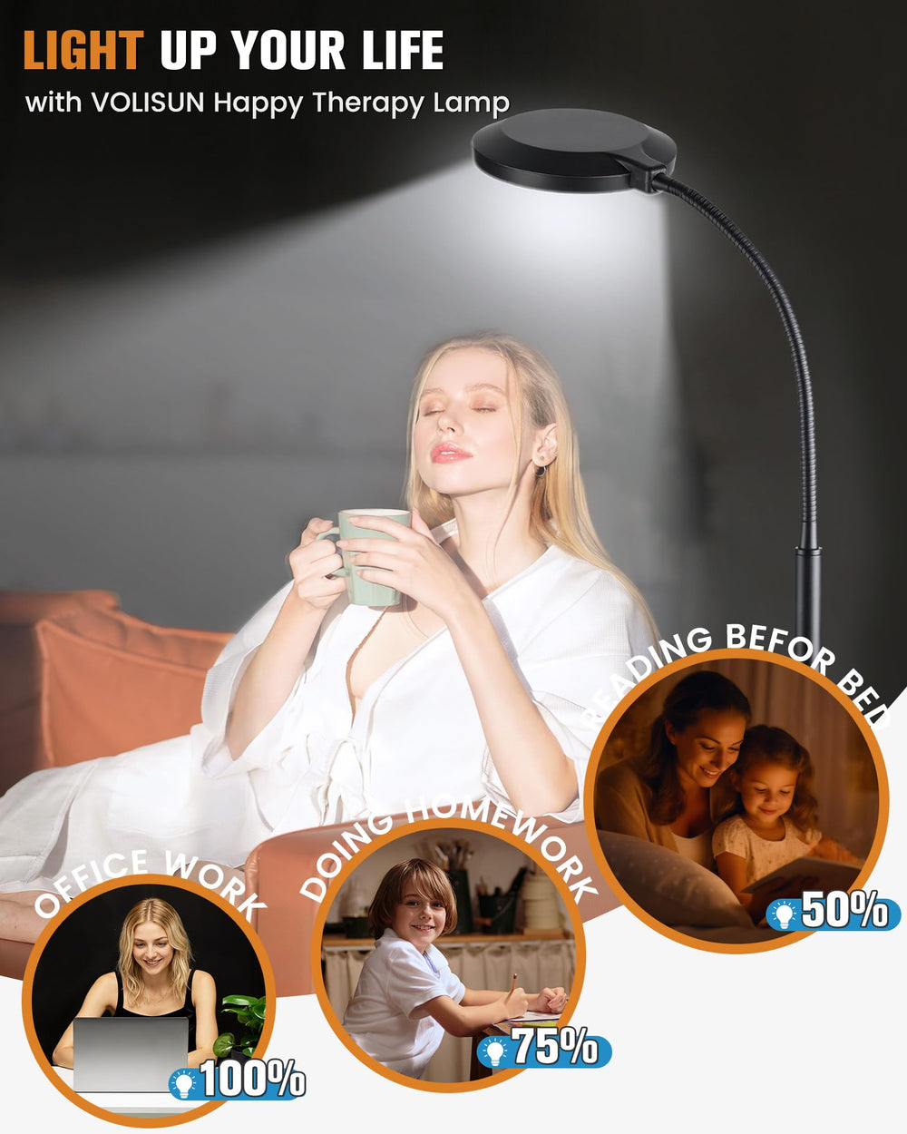 VOLISUN lamp timers 30/60/90 minutes for scheduled sessions.