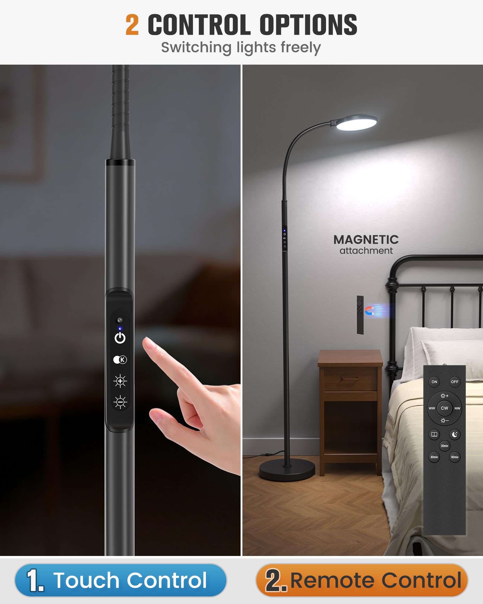 VOLISUN gooseneck 360-degree adjustability targets desk or bed precisely.