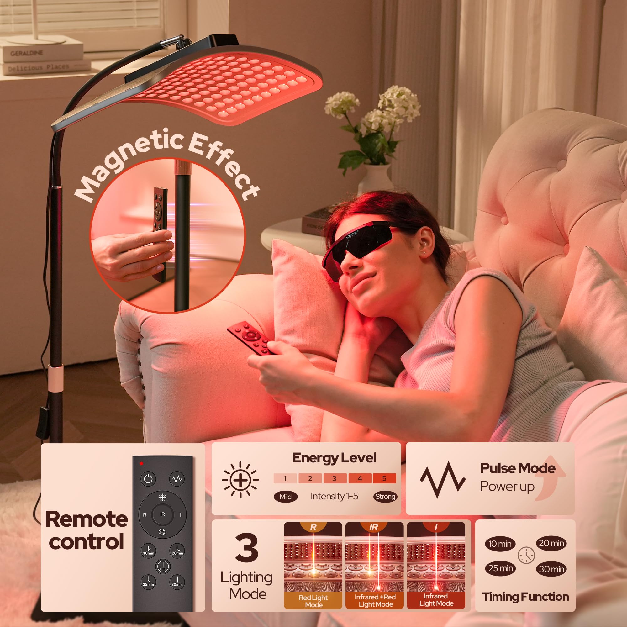 VOLISUN honeycomb holes red light panel emphasizes efficient light output for daily sessions.