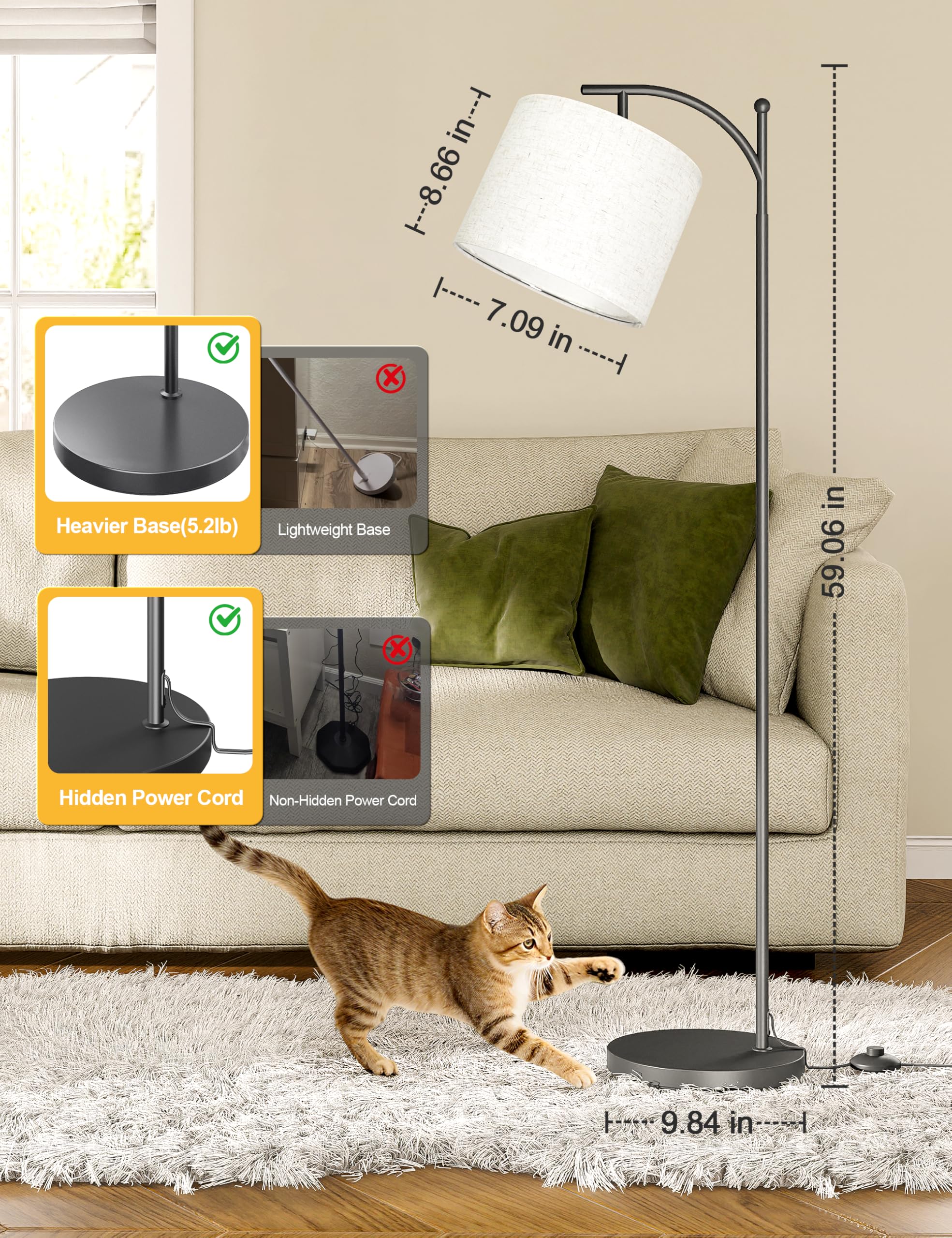 VOLISUN durable weighted base keeps stability on rugs and floors