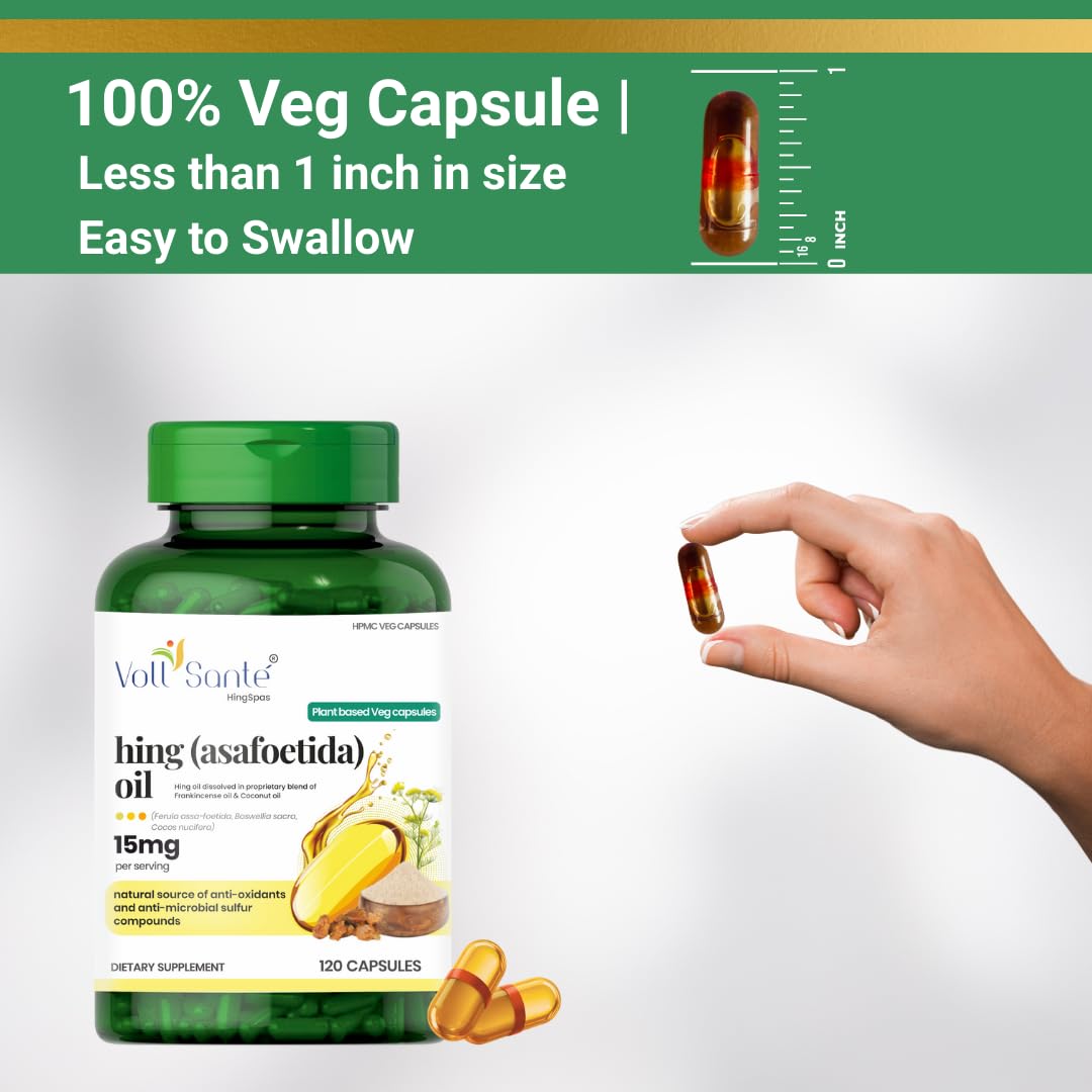 Voll Santé Hing ingredients with Frankincense and Coconut Oil highlight natural digestive support.