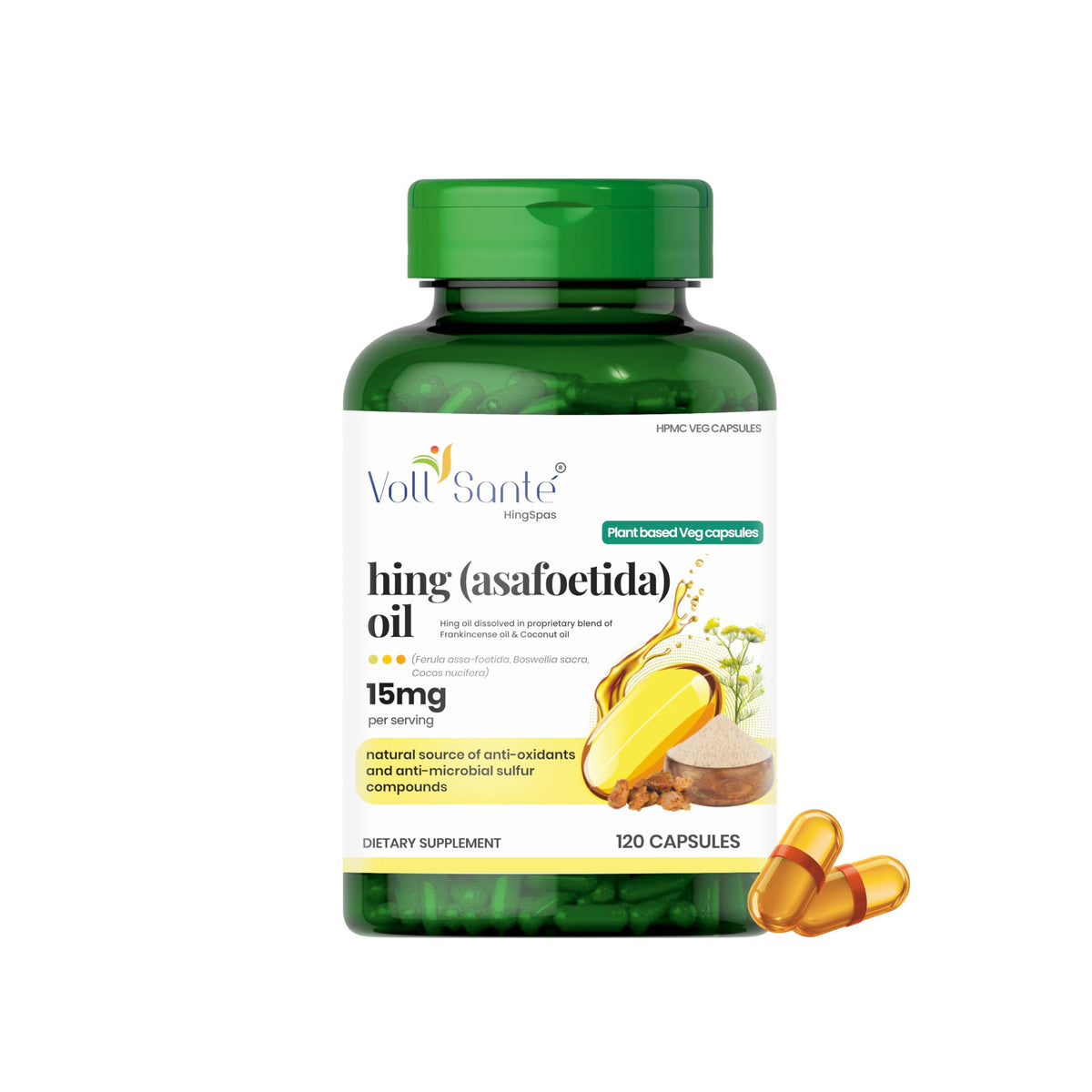 Voll Santé Hing Oil Capsules bottle for easy daily digestive support.