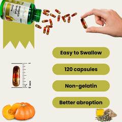 Voll Santé plant-based capsules on display, easy-to-swallow vegan supplement