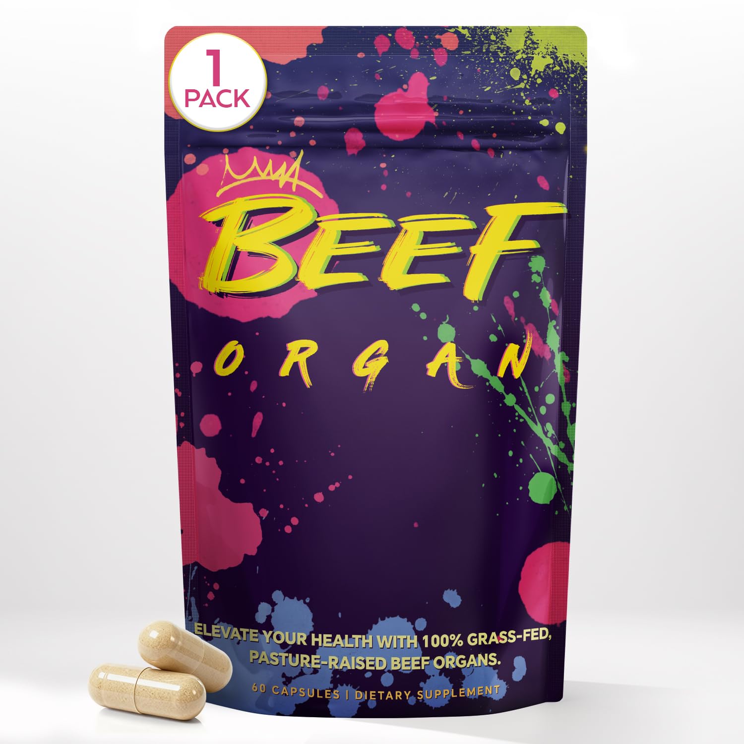 VoloZionX bottle front view shows grass-fed organ supplement for daily wellness.