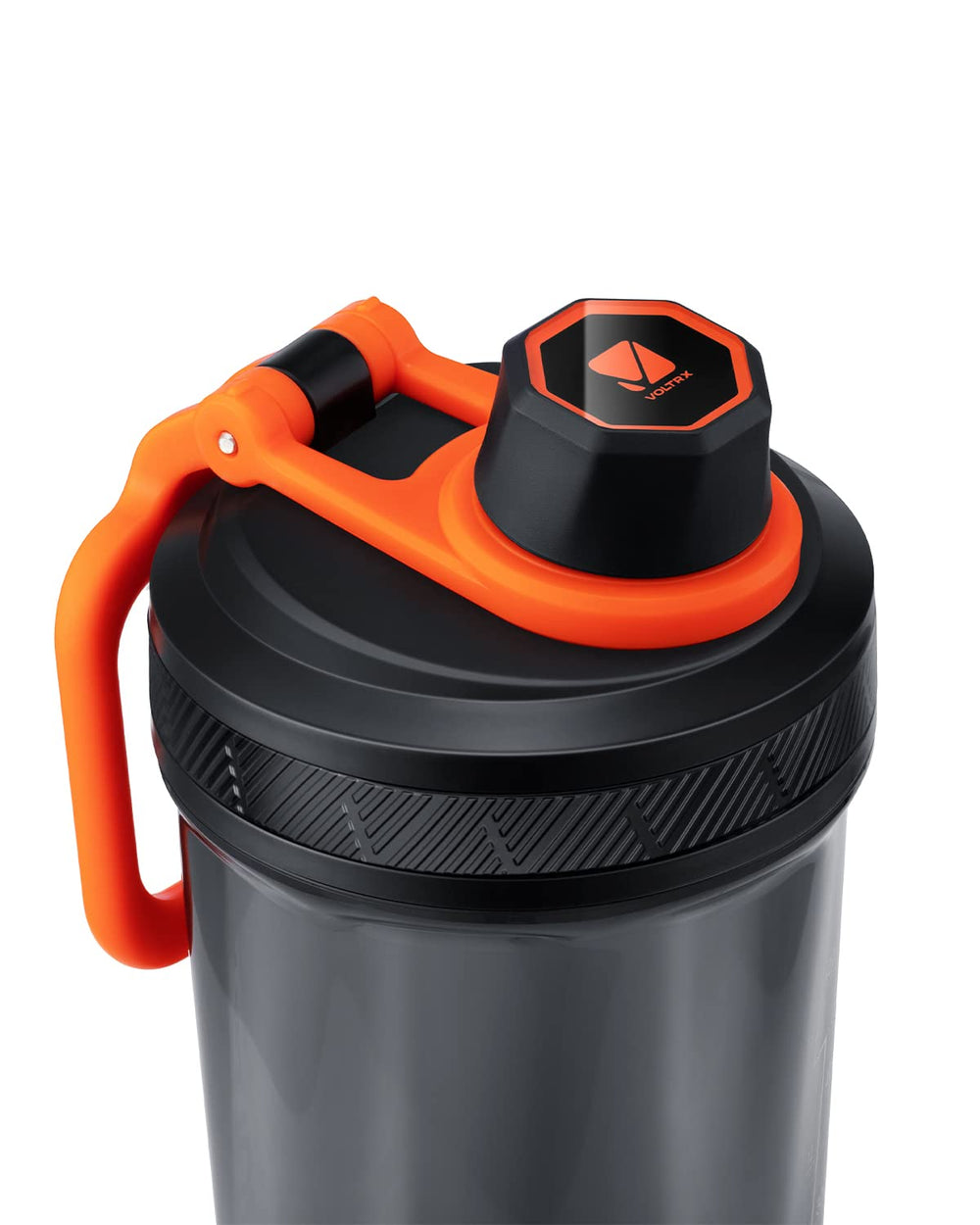 VOLTRX shaker bottle USB charging port for convenient power on the move.