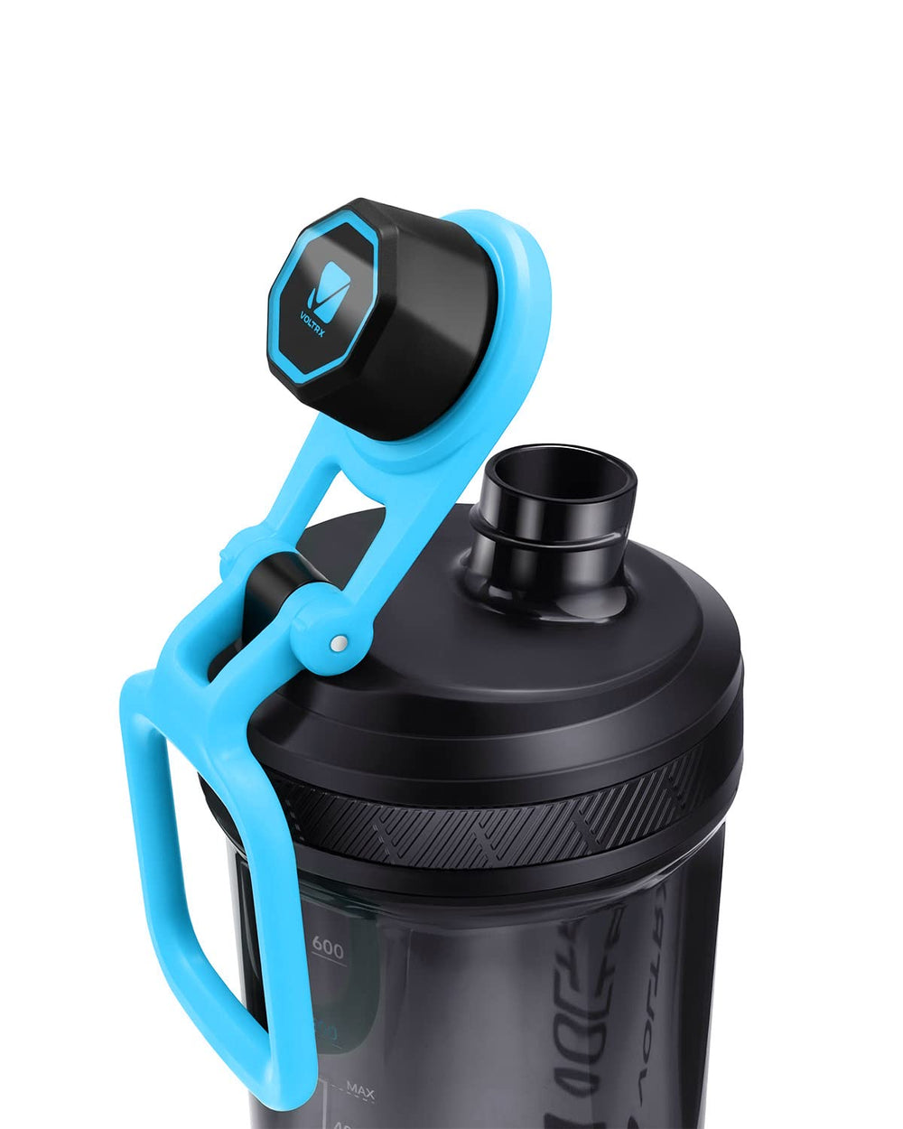 VOLTRX Gallium bottle ready to go in a gym bag for on-the-go shakes