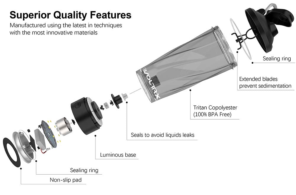 VOLTRX VortexBoost bottle side angled shot ideal for gym bag use.