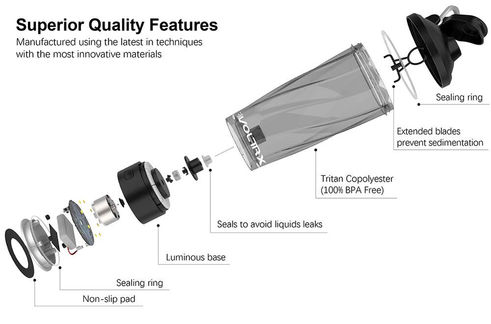 VOLTRX VortexBoost bottle side angled shot ideal for gym bag use.