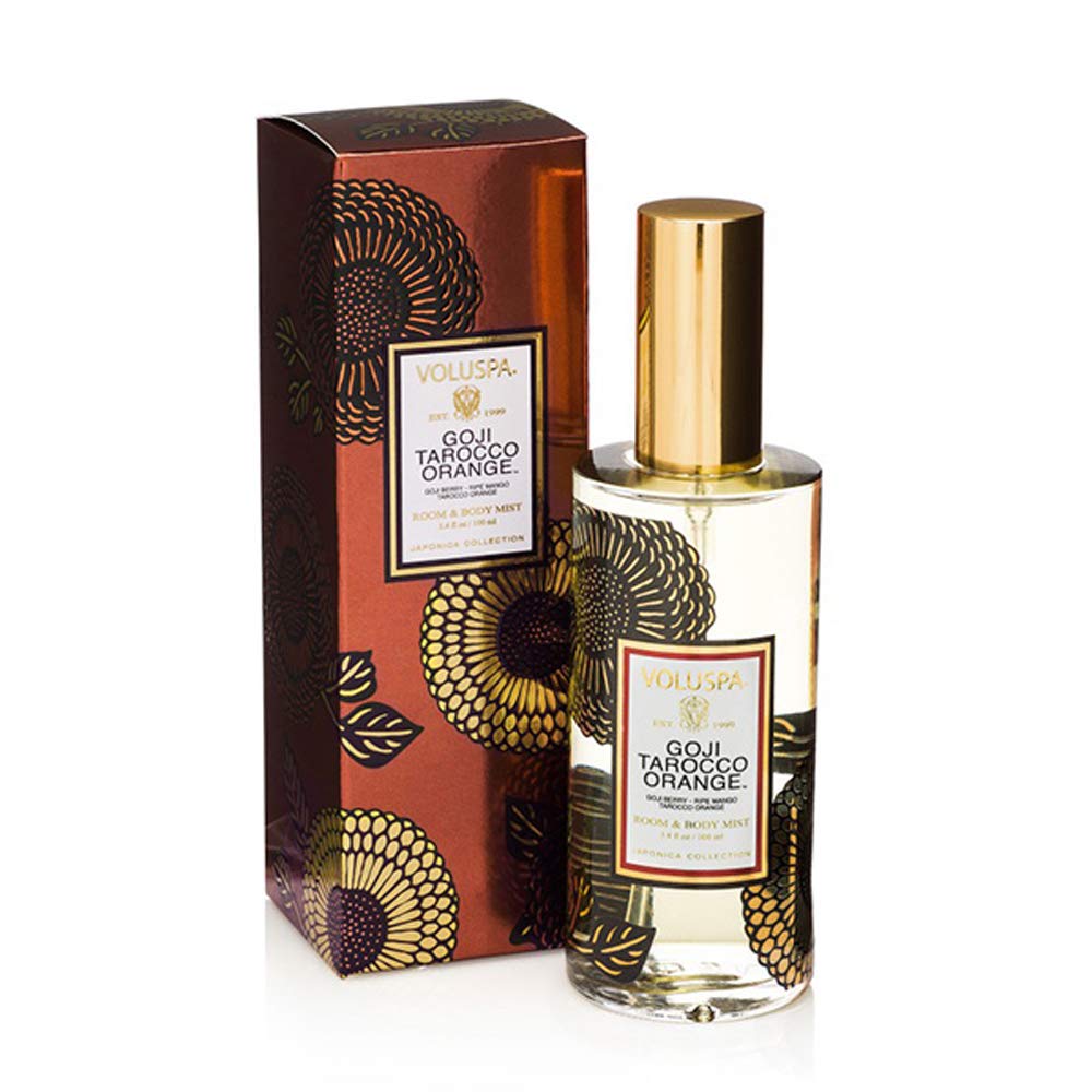 Voluspa Goji and Tarocco Orange Room and Body Mist for a fresh aroma in living spaces