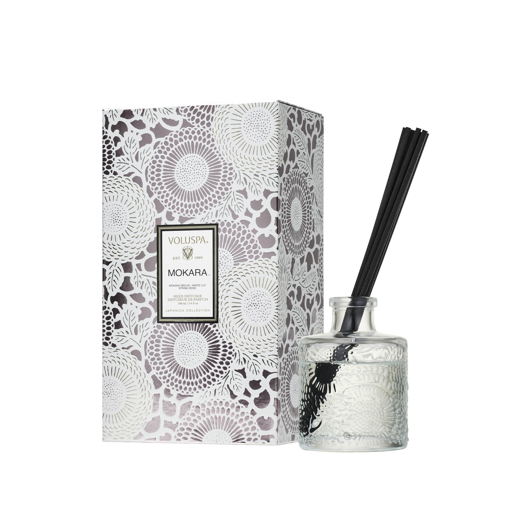 Voluspa Mokara diffuser bottle with 3.4 oz oil for a luxurious scent