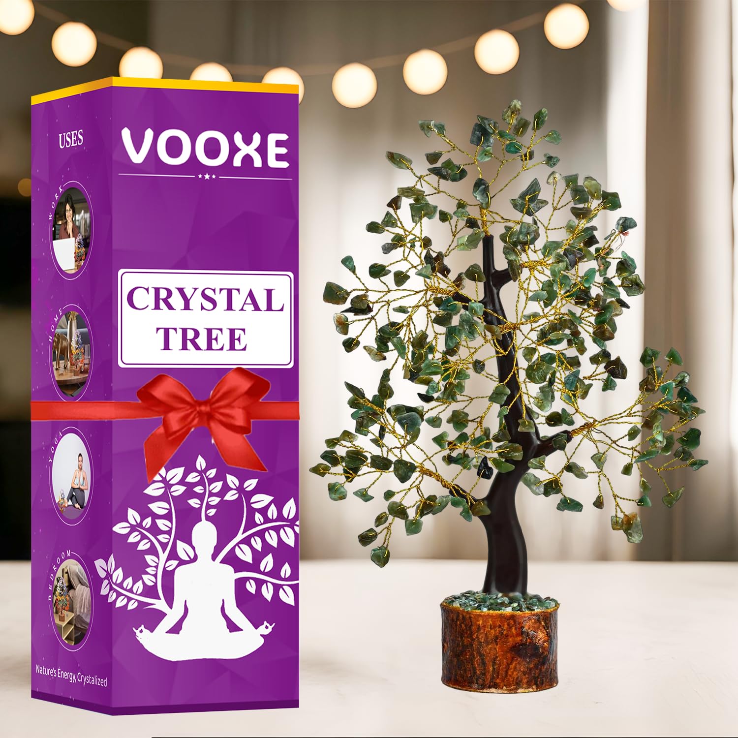 VOOXE artisan-made crystal tree base anchors decor securely