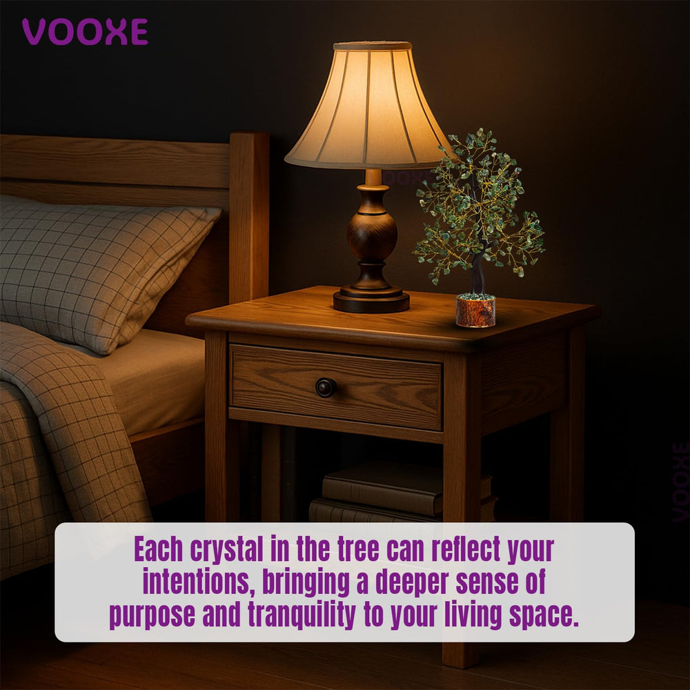 Close-up: natural crystal beads of VOOXE tree with unique variations