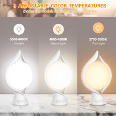 Flame-design aesthetic adds warmth to your desk or bedside.