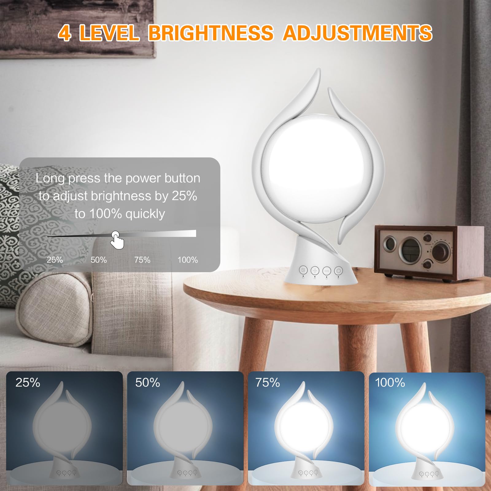 UV-free full-spectrum LED stays gentle on eyes and skin.