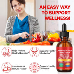 Vortexonix Cayenne Drops with ginger root highlighting metabolism support