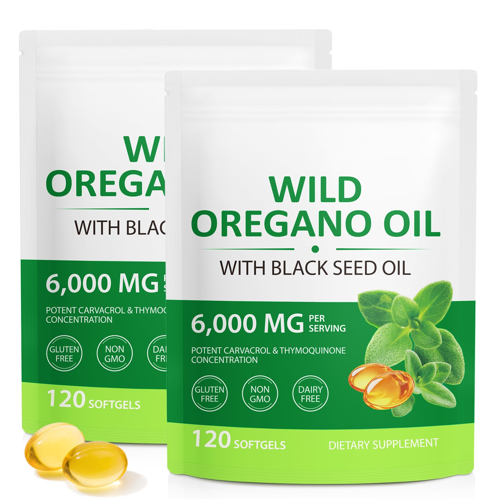 Vortexonix oregano oil softgels bottle with black seed oil for daily immune support.