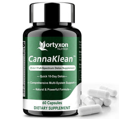 Vortyxon CannaKlean bottle close-up for daily detox support.