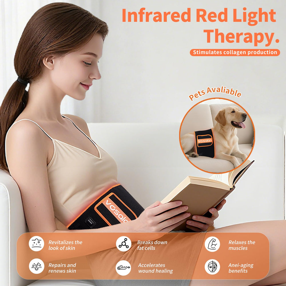 VOSALAN red light belt adjustable fit secures comfortably on multiple body parts