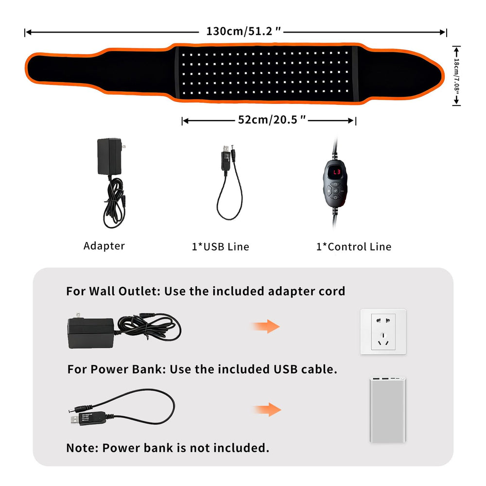 VOSALAN red light belt in-use on back or waist for targeted relief