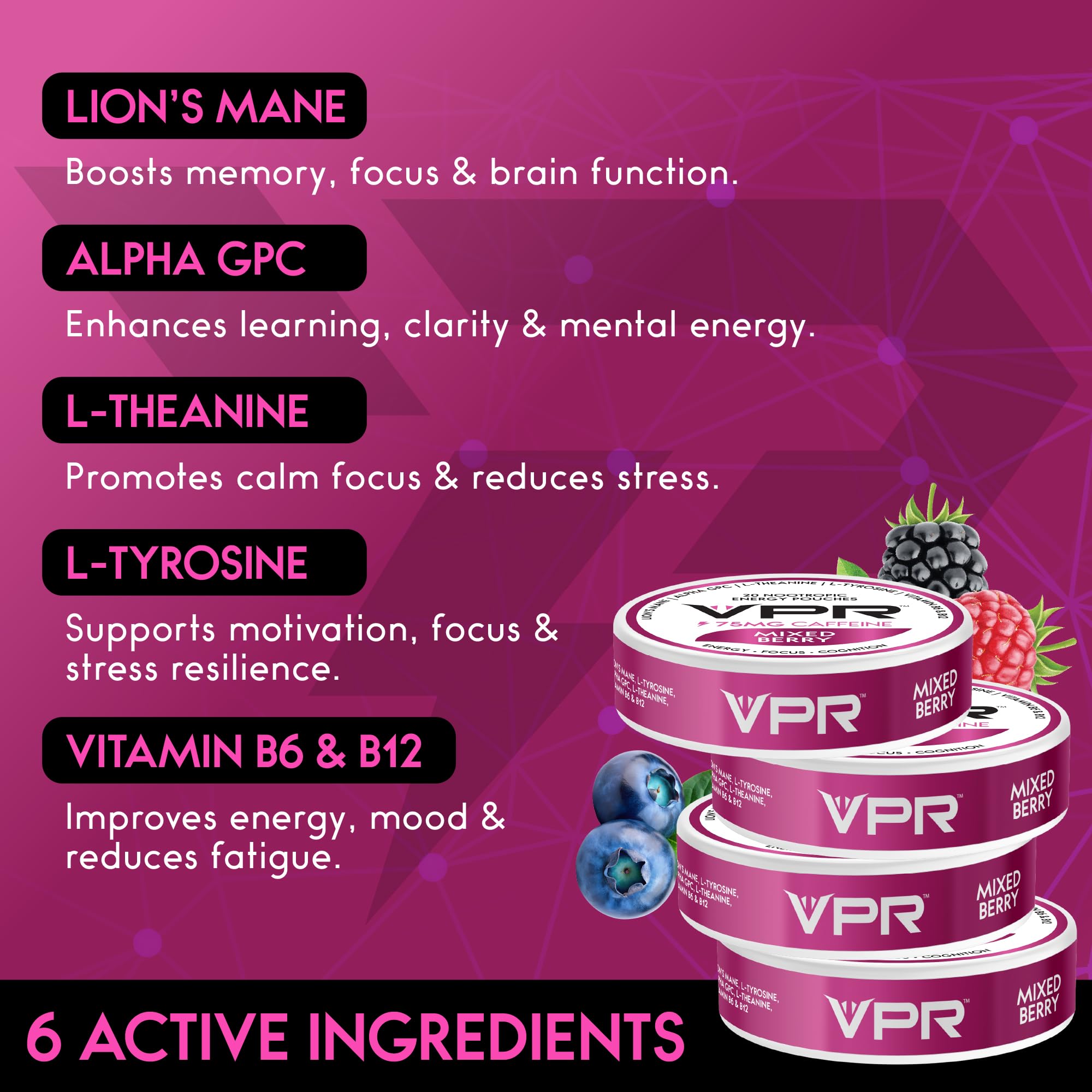 VPR Energy Alpha-GPC boost pouch supporting memory and learning speed.
