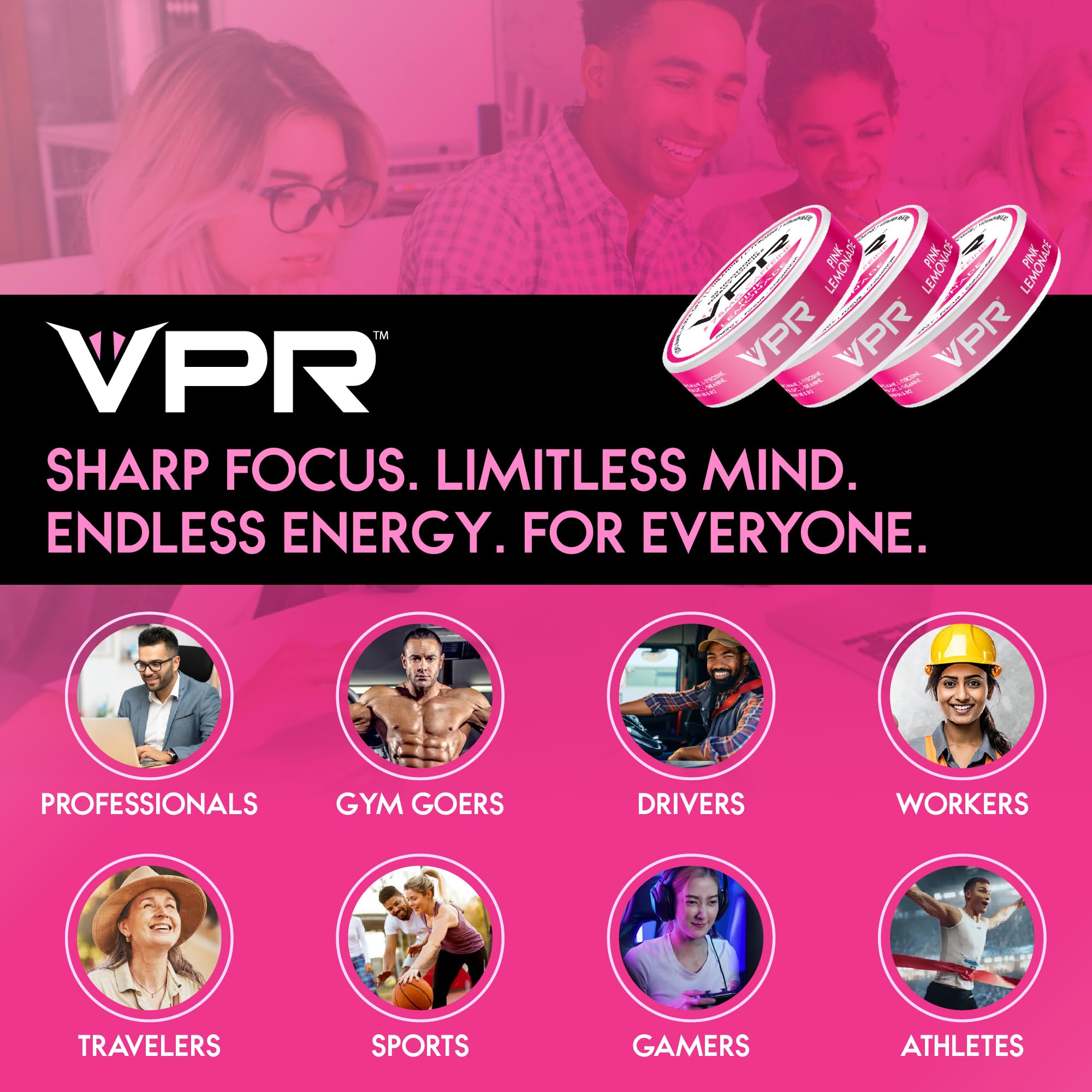 VPR Energy L-Theanine graphic promotes calm focus during meetings