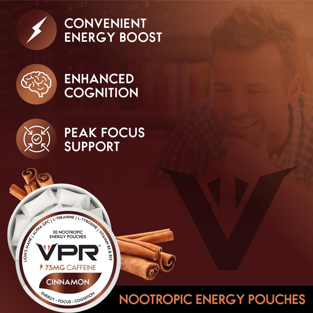 Pouch dissolving quickly without water for quick on-the-go energy.
