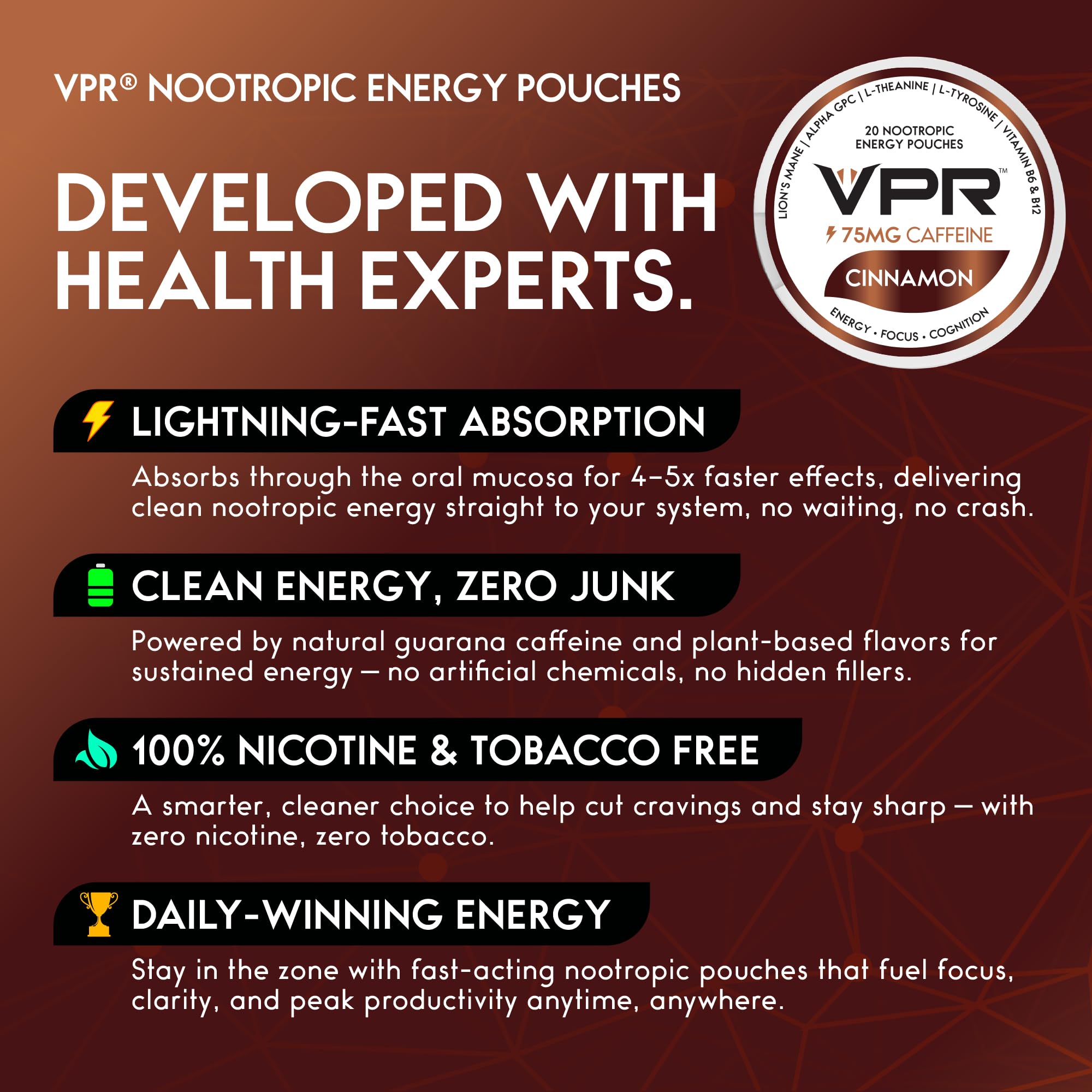 VPR Energy pouch used during a meeting for steady concentration.