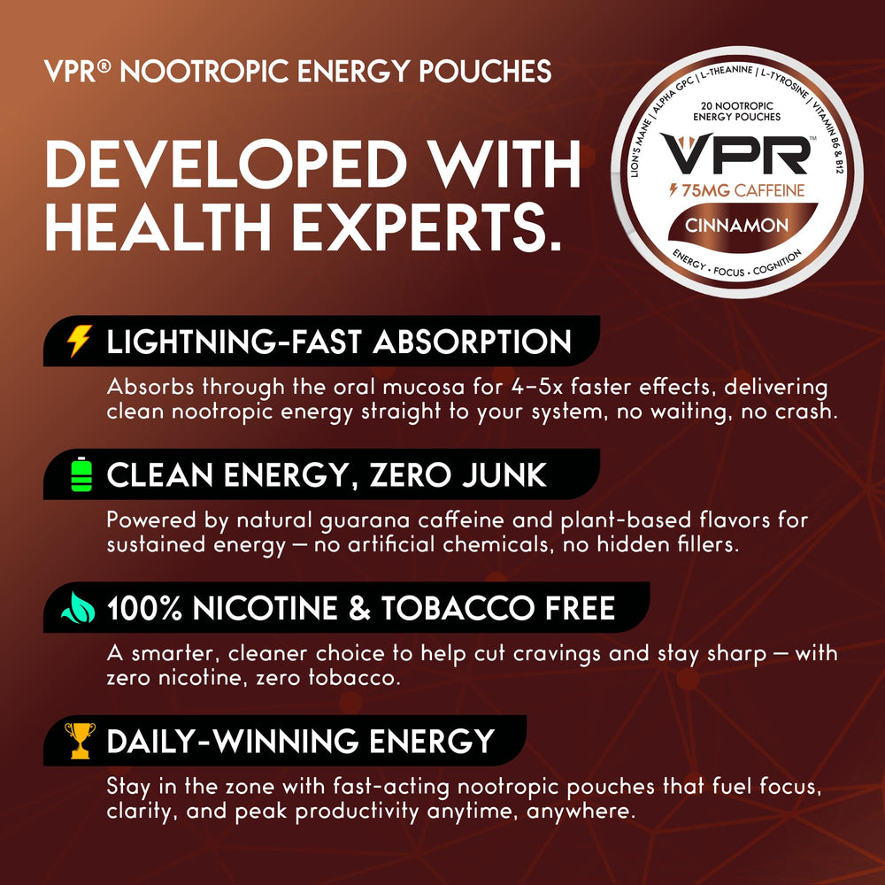 VPR Energy pouch used during a meeting for steady concentration.