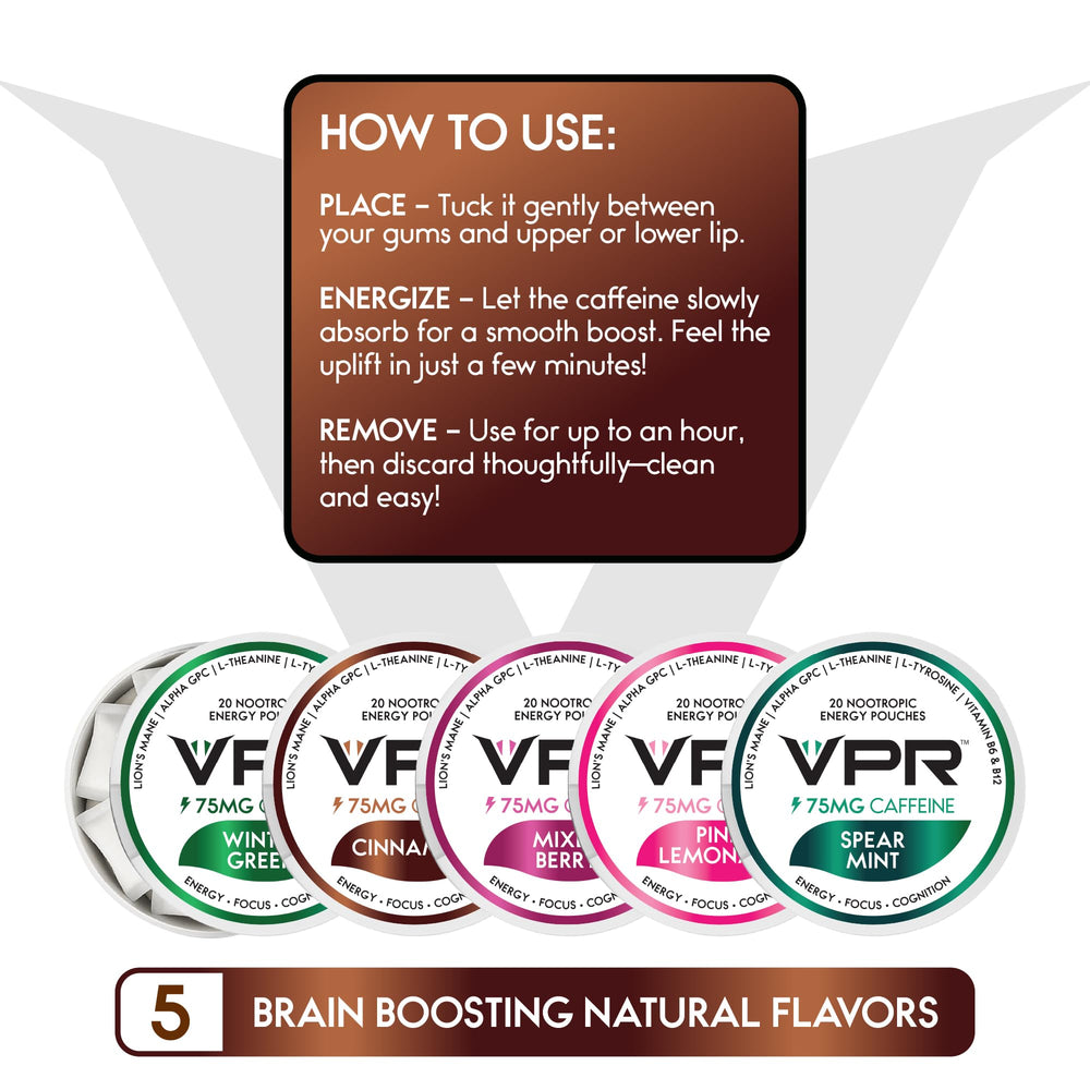 Traveler keeping VPR Energy pouch in bag for commuting energy.