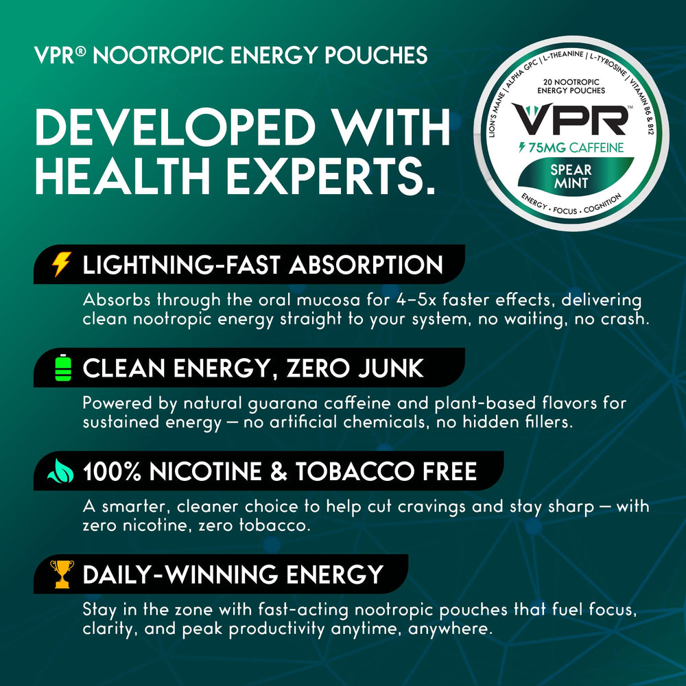 VPR Energy B6 and B12 nutrition badge for natural energy and brain function