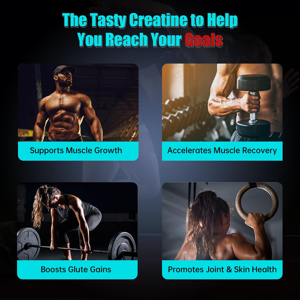 Vrixlanua Creatine Monohydrate Gummies jar scene for easy daily dosing.
