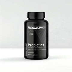 VShred MD Probiotics bottle promoting digestive comfort and immune support for daily wellness.