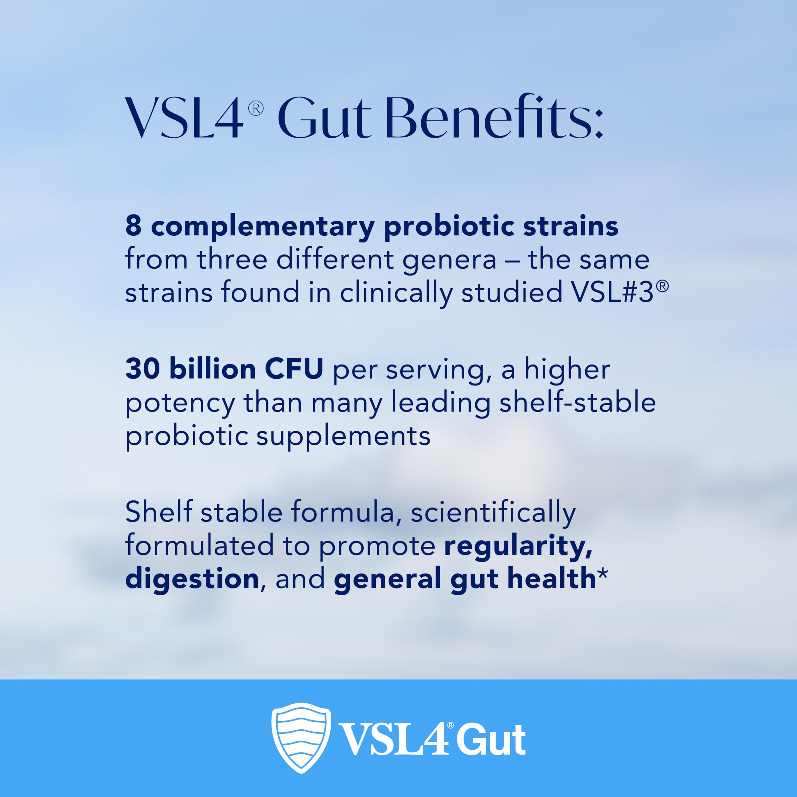 Dairy-free label on VSL4 Gut Daily Probiotics packaging.
