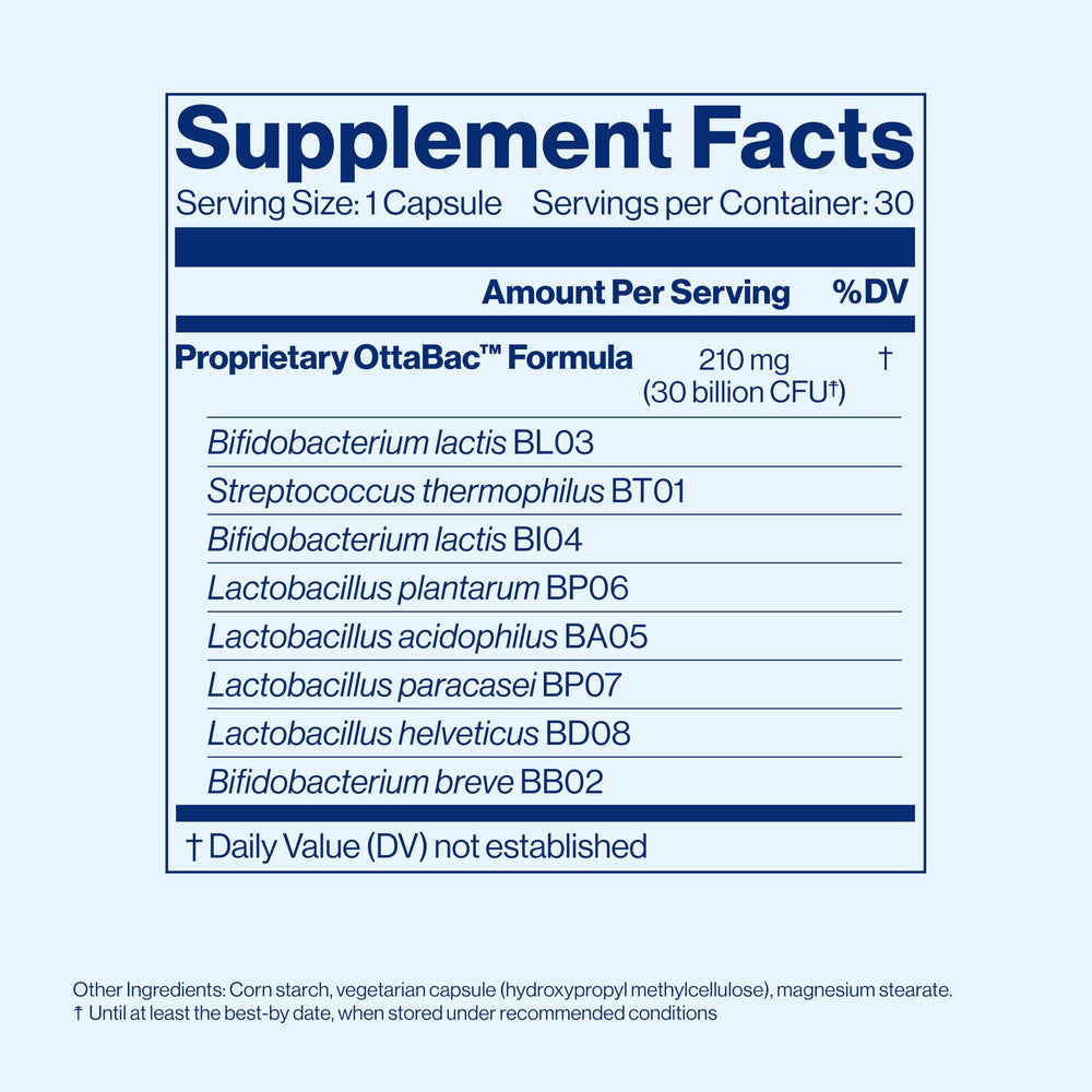 Gluten-free and vegan-friendly VSL4 Gut Daily Probiotics packaging claim.