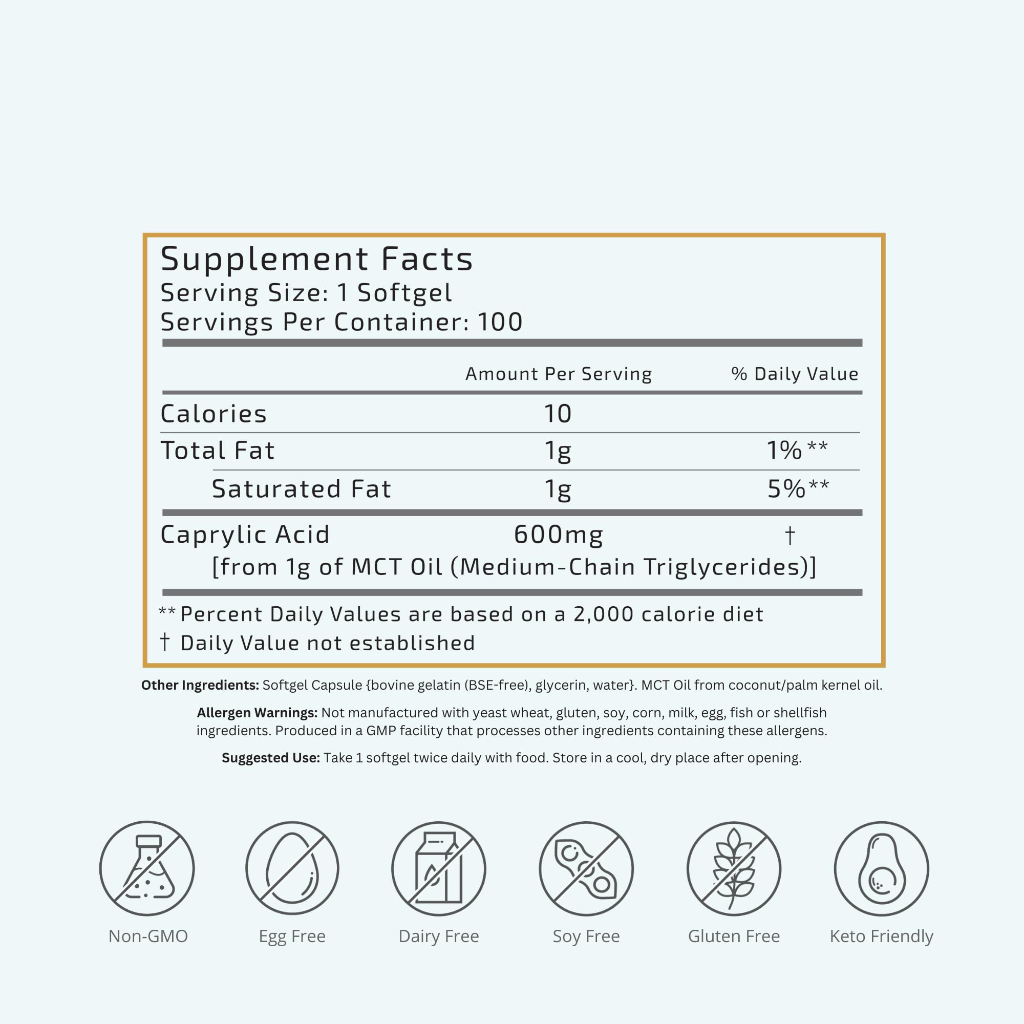 VTC C8 MCT capsules closeup highlighting smooth softgels for easy swallowing