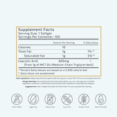 VTC C8 MCT capsules closeup highlighting smooth softgels for easy swallowing