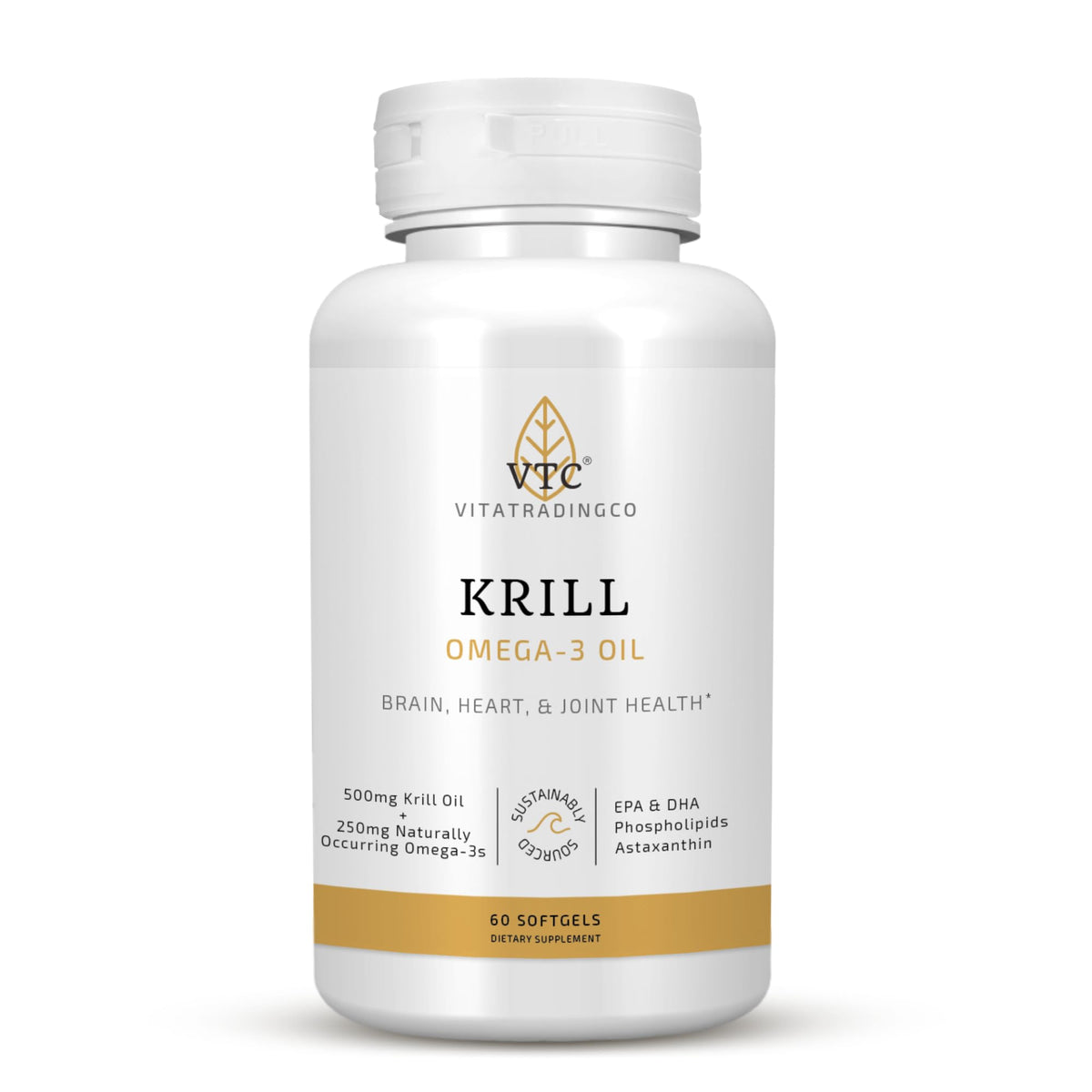 VTC Krill Oil bottle for daily omega-3 support