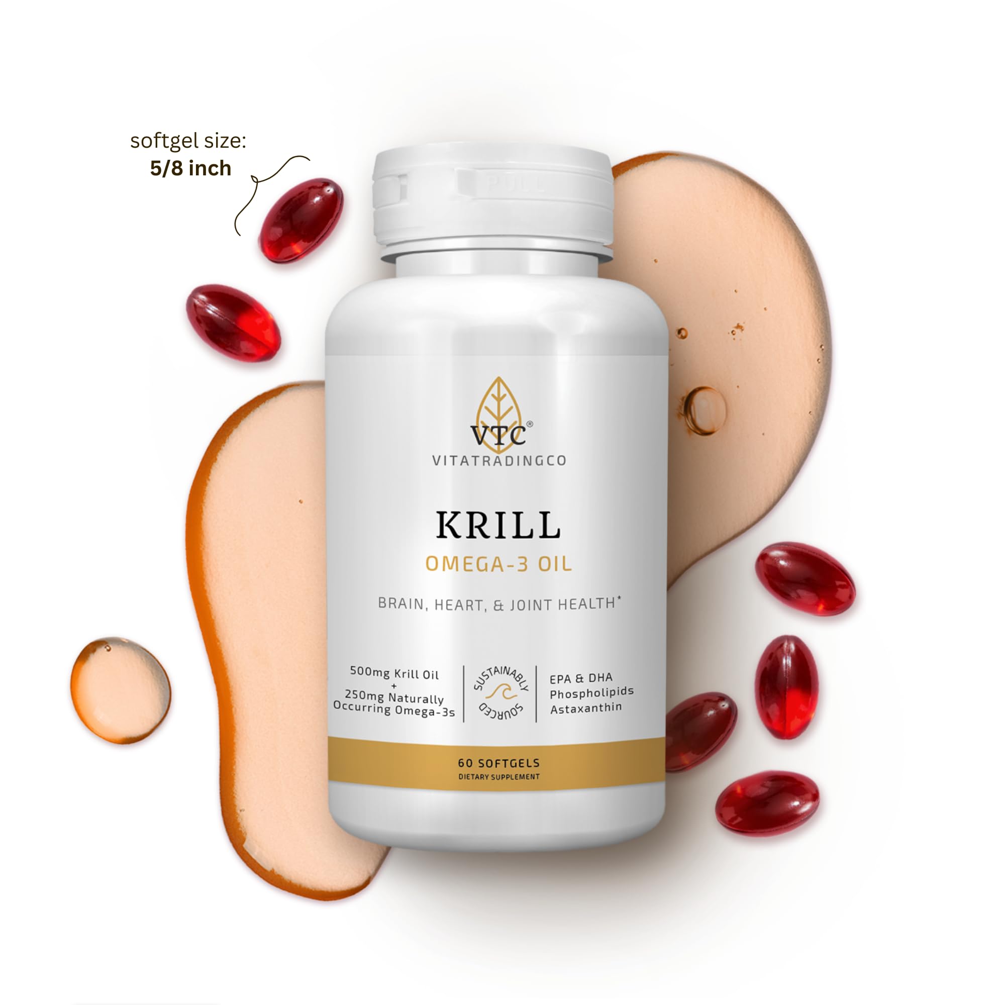 VTC Krill Oil ingredients panel and sustainability notes