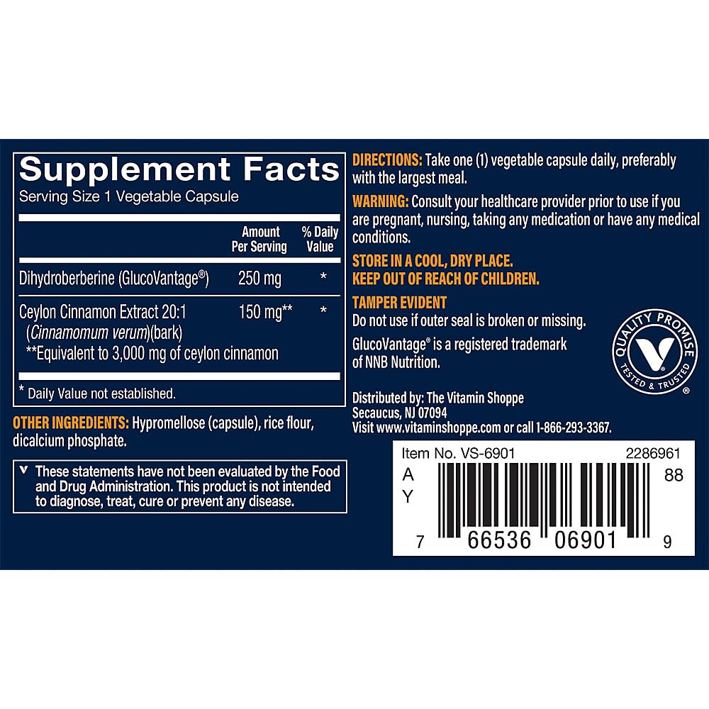 Vthrive Dihydroberberine with Cinnamon capsules close-up highlighting bioavailability.