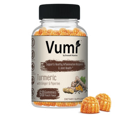 Vumi turmeric ginger gummies peach pack for daily joint comfort and flavor