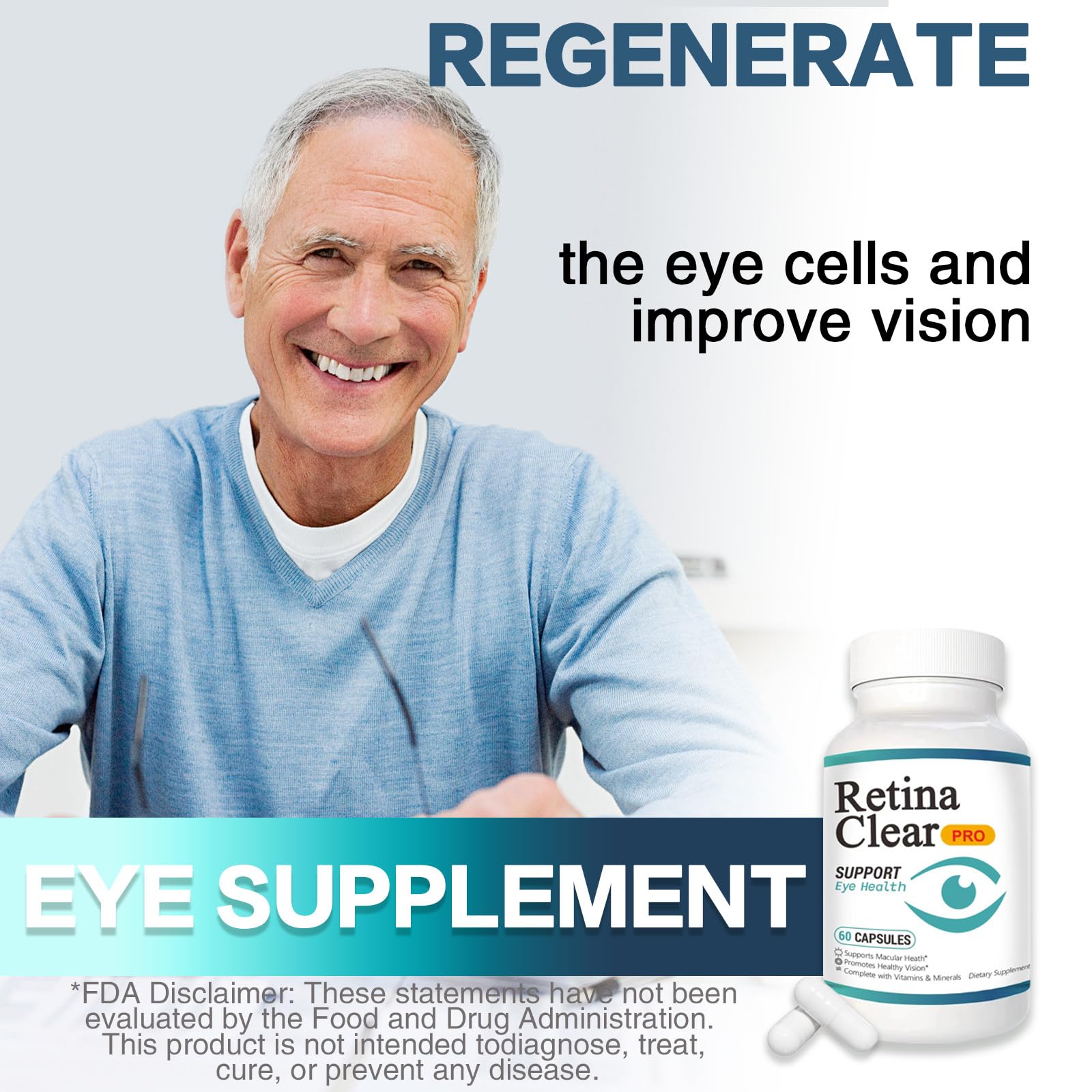Vunexo Retina Clear Pro capsules closeup supporting visual clarity.