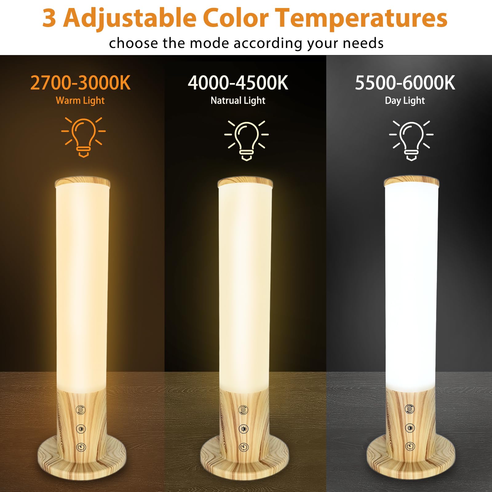 Wood grain design adds warmth while delivering UV-free full-spectrum light.