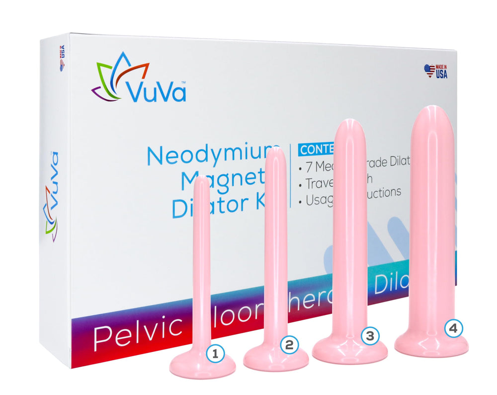 Vuva neodymium magnetic vaginal set front view offers four sizes for gentle progression.