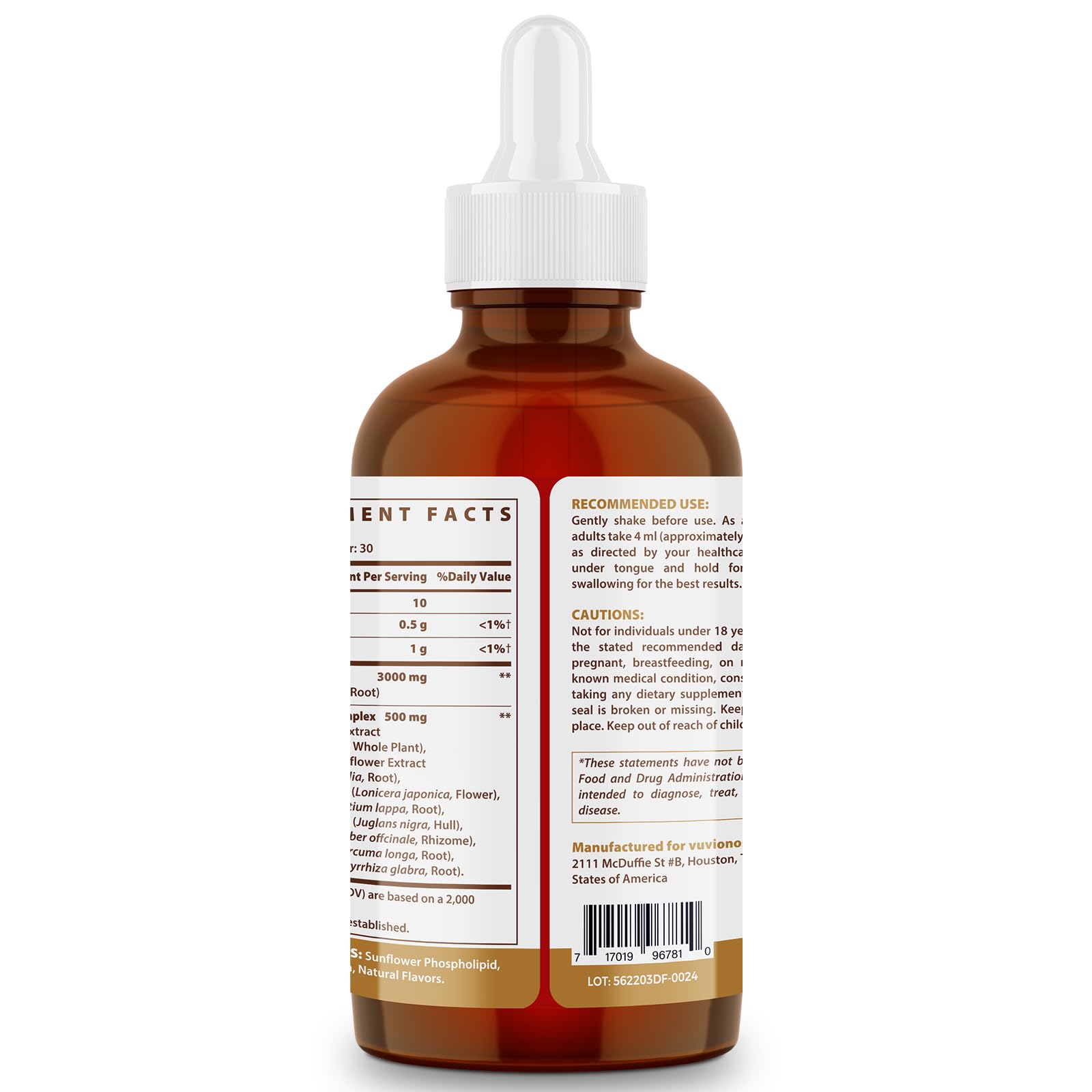 Vuvionoso Golden Seal Tincture box packaging beside bottles ready for storage