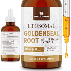 Vuvionoso Golden Seal Tincture dropper close-up showing precise dosing