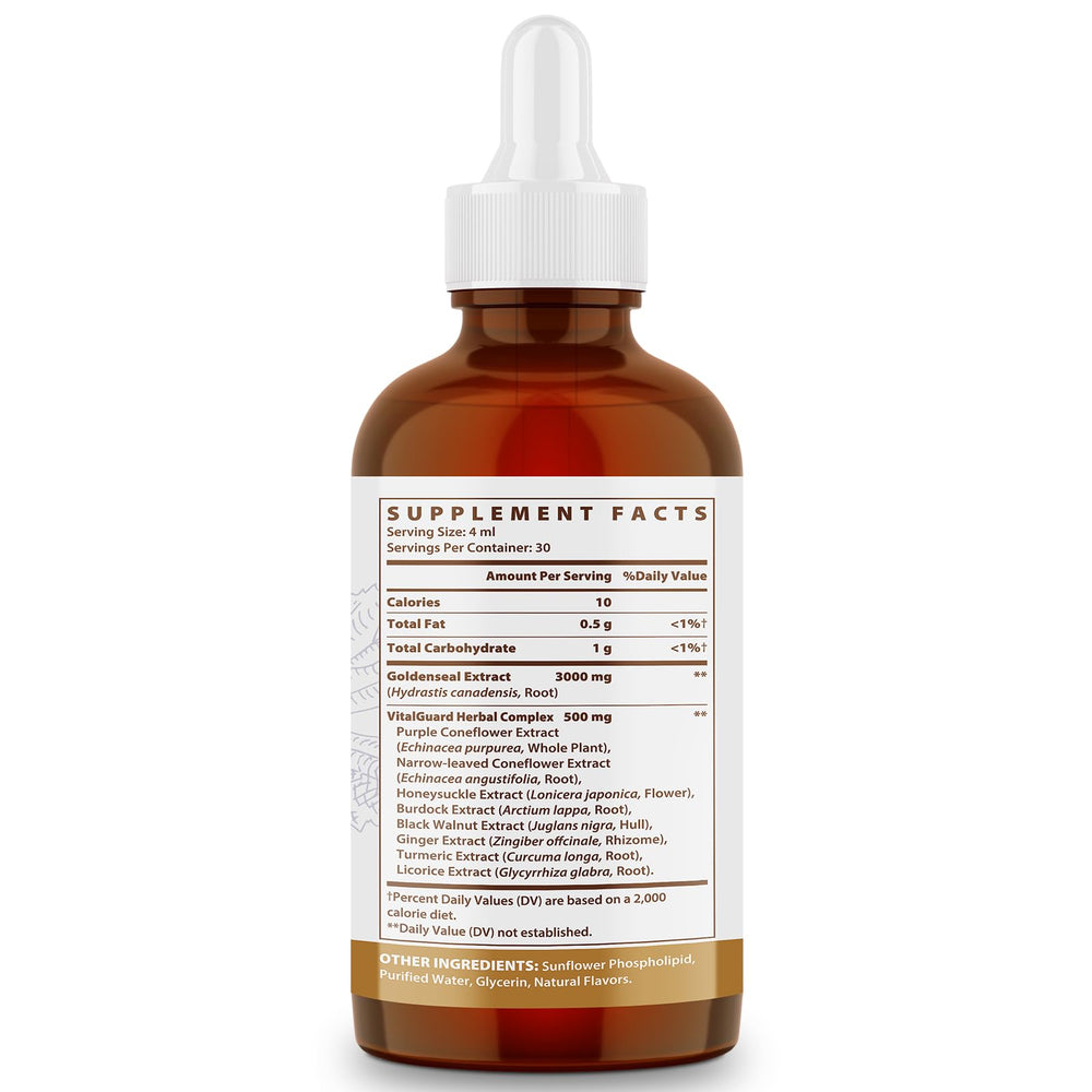 Vuvionoso Golden Seal Tincture pour action demonstrates smooth dispensing